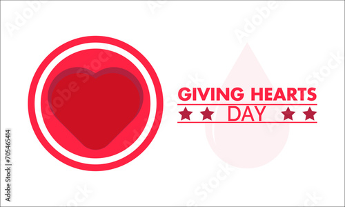 Giving Hearts Day celebrated every year on February 8. Vector banner, flyer, poster and social medial template design.