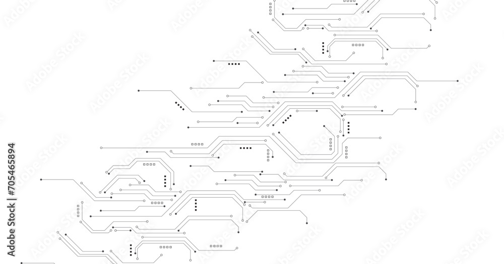 Black circuit diagram on white background. High-tech circuit board connection system.Vector abstract technology on a white background. Black circuit diagram on white background. High-tech circuit board connection system.Vector abstract technology on a white background.