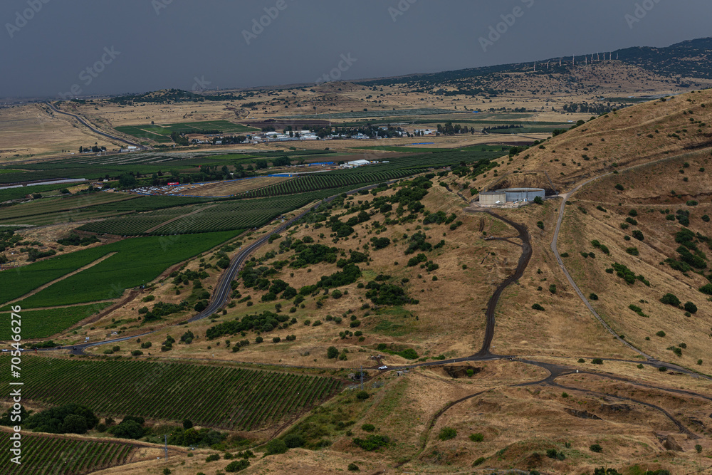 Naklejka premium green fields in the valley