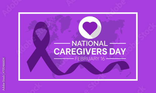 National Caregivers Day observed every year of 16th february, Vector health banner, flyer, poster and social medial template design.