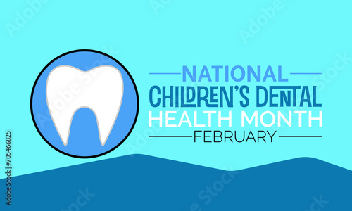 National Children’s Dental Health Month observed every year in month of february. Vector health banner, flyer, poster and social medial template design.