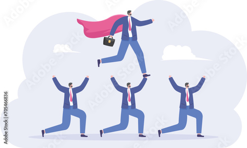 Bad boss riding on businessman,

