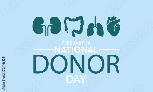 National Donor Day observed every year on february 14. Vector health banner, flyer, poster and social medial template design.