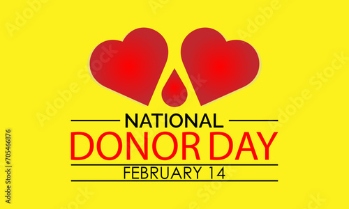 National Donor Day observed every year on february 14. Vector health banner, flyer, poster and social medial template design.