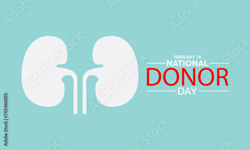 National Donor Day observed every year on february 14. Vector health banner, flyer, poster and social medial template design.