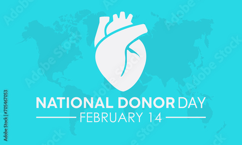 National Donor Day observed every year on february 14. Vector health banner, flyer, poster and social medial template design.