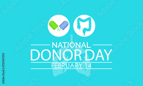 National Donor Day observed every year on february 14. Vector health banner, flyer, poster and social medial template design.