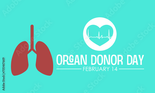 Organ Donor Day observed every year on february 14. Vector health banner, flyer, poster and social medial template design.