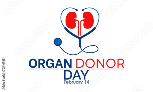 Organ Donor Day observed every year on february 14. Vector health banner, flyer, poster and social medial template design.