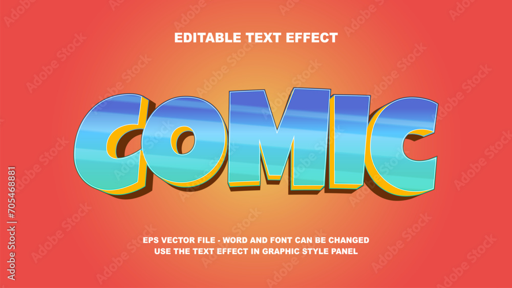 Editable Text Effect Comic 3D Vector Template