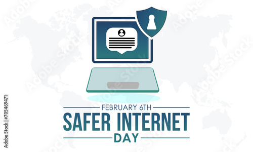 Safer Internet Day celebrated every year on 6th February. Vector banner, flyer, poster and social medial template design.