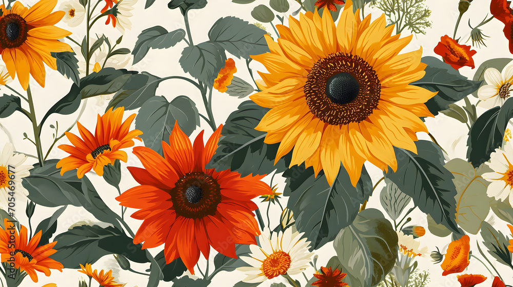 Minimalistic Sunflower Pattern