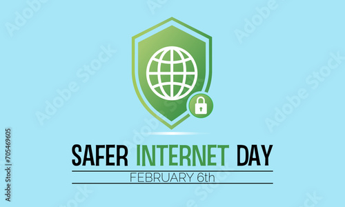 Safer Internet Day celebrated every year on 6th February. Vector banner, flyer, poster and social medial template design.
