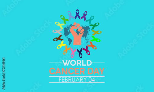 World Cancer Day observed every year on 4th february. Vector health banner, flyer, poster and social medial template design.
