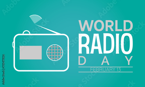 World Radio Day celebrated every year on 13th February. Vector banner, flyer, poster and social medial template design.