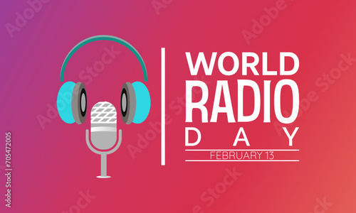 World Radio Day celebrated every year on 13th February. Vector banner, flyer, poster and social medial template design.