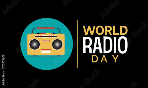 World Radio Day celebrated every year on 13th February. Vector banner, flyer, poster and social medial template design.