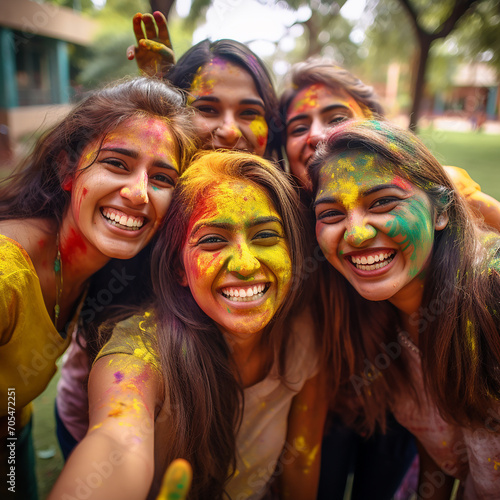 A Group of Friends Celebrating Holi