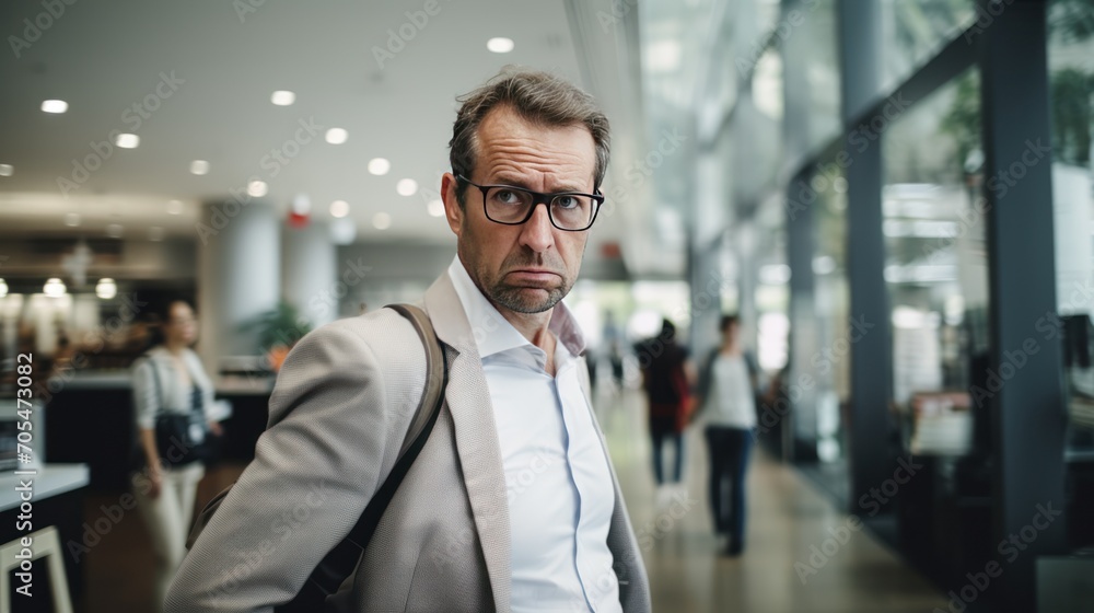 A man is walking with a sad expression A man is walking with a sad expression