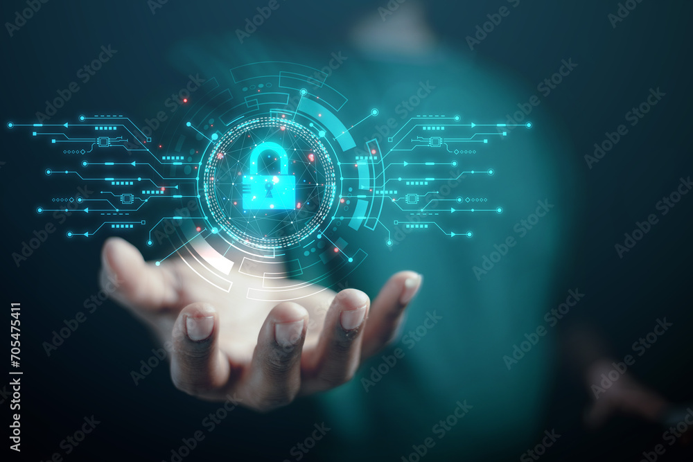cybersecurity concept Business man shows how to protect cyber technology network from attack by hackers on the internet. Secure access to privacy through smartphones Meta protection. cybersecurity concept Business man shows how to protect cyber technology network from attack by hackers on the internet. Secure access to privacy through smartphones Meta protection.