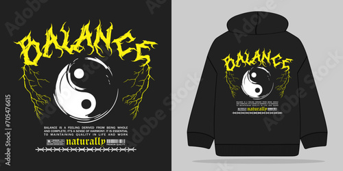 balance typography urban style for Streetwear hoodie Design, Vector Illustration, etc