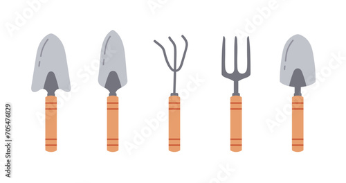 Garden tools set isolated on a white background