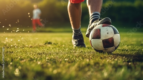 Close up photo of playing soccer, AI generated Image