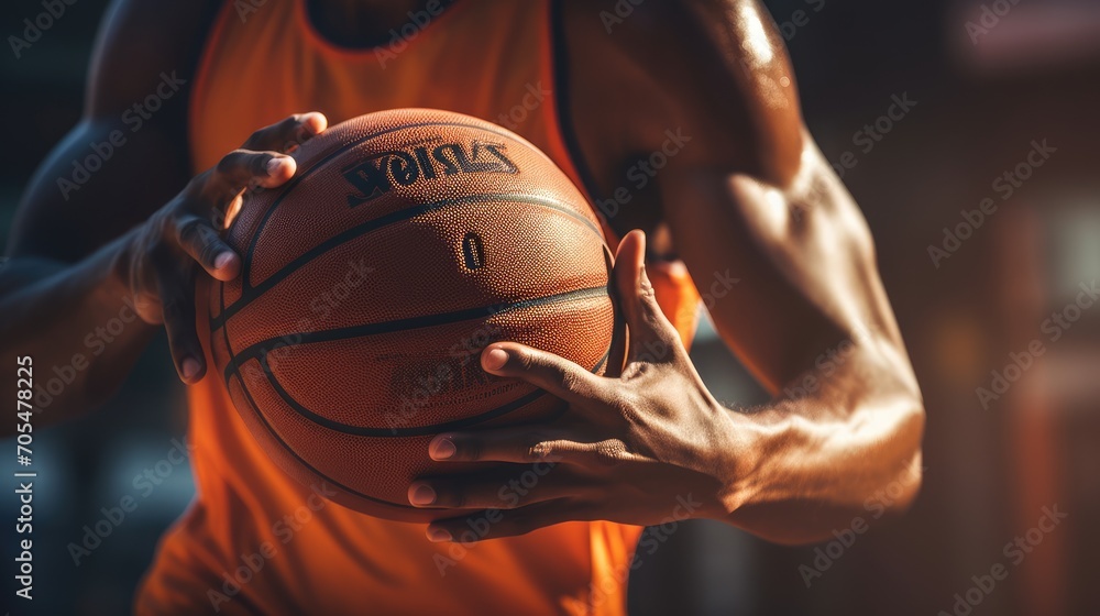 Close up photo of playing basketball, AI generated Image