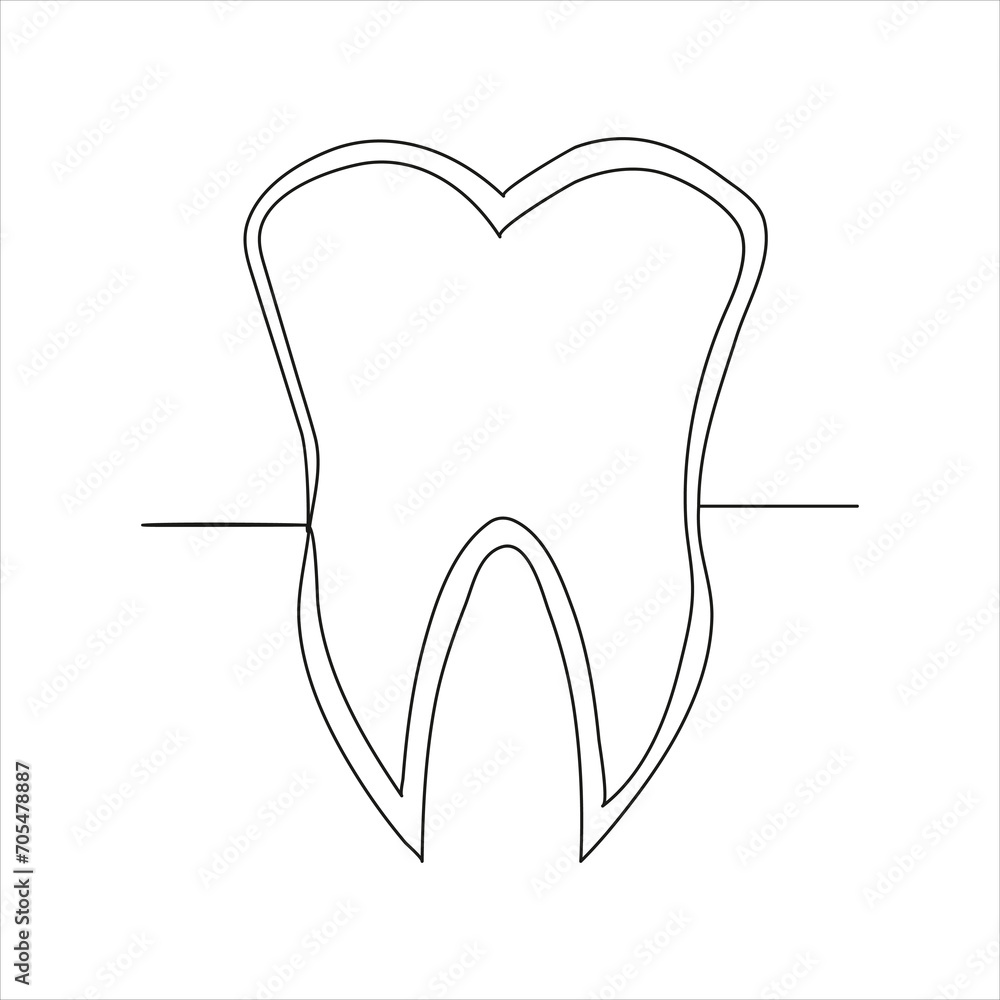 Continuous beautiful one line teeth drawing art design Continuous beautiful one line teeth drawing art design