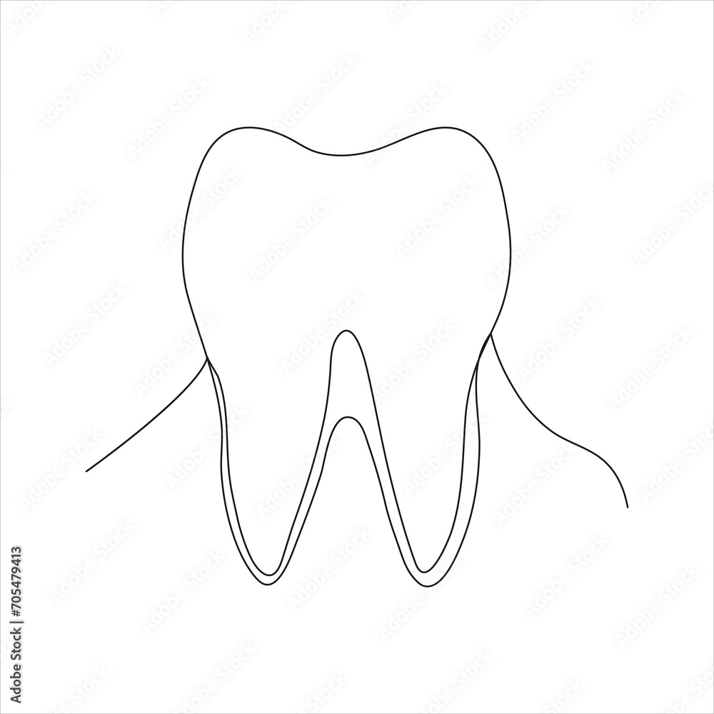 Obraz premium Continuous beautiful one line teeth drawing art design