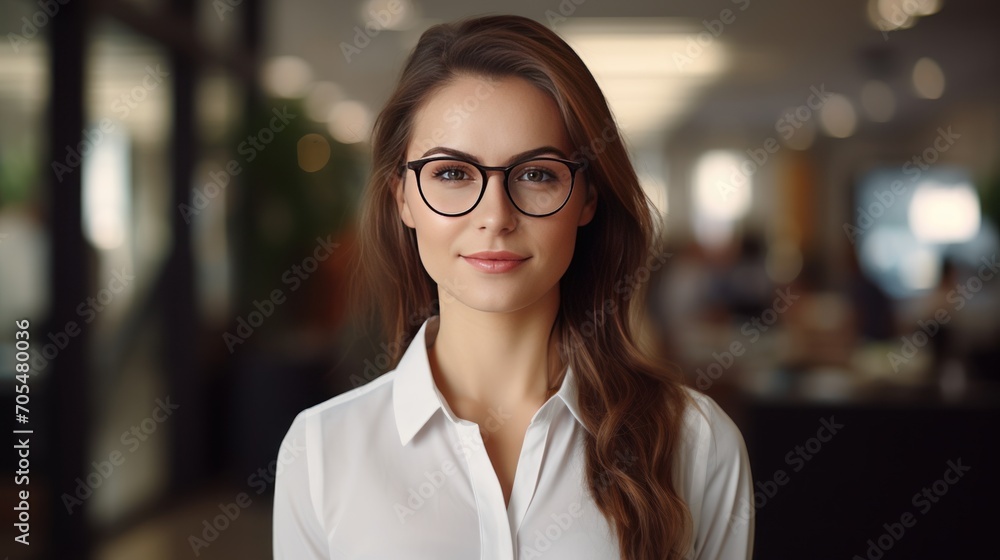 Portrait of a young businesswoman standing in the office, Portrait of a young businesswoman standing in the office,