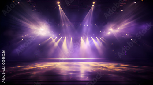Stage light background with spotlight illuminated stage. Ballet performances or contemporary dance stage. Stage with cool and calm colors backdrop decoration. Theater background. photo