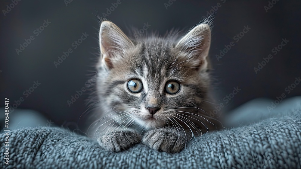 Studio Portrait Playful Grey White Kitten, Desktop Wallpaper Backgrounds, Background HD For Designer