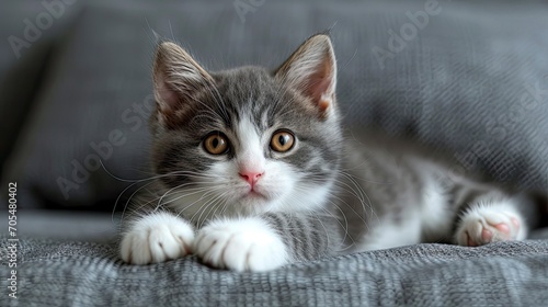 Studio Portrait Playful Grey White Kitten, Desktop Wallpaper Backgrounds, Background HD For Designer