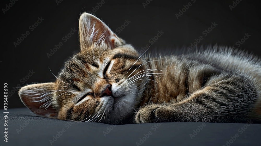 Studio Portrait Tabby Cat Laying Down, Desktop Wallpaper Backgrounds, Background HD For Designer