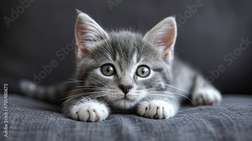 Studio Portrait Playful Grey White Kitten, Desktop Wallpaper Backgrounds, Background HD For Designer © PicTCoral