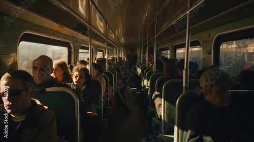 The atmosphere in the train carriage was full of passengers, AI generated Image © musa