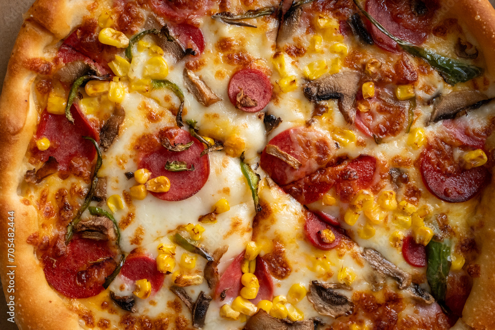 pizza with salami and cheese pizza with salami and cheese
