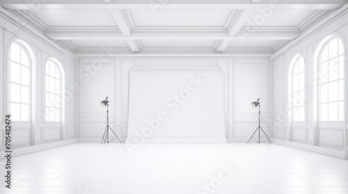  White room with studio backdrop background 