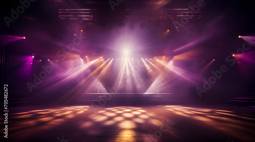 Stage light background with spotlight illuminated stage. Ballet performances or contemporary dance stage. Stage with cool and calm colors backdrop decoration. Theater background.