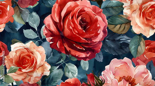 Watercolor Roses Pattern © Articre8ing