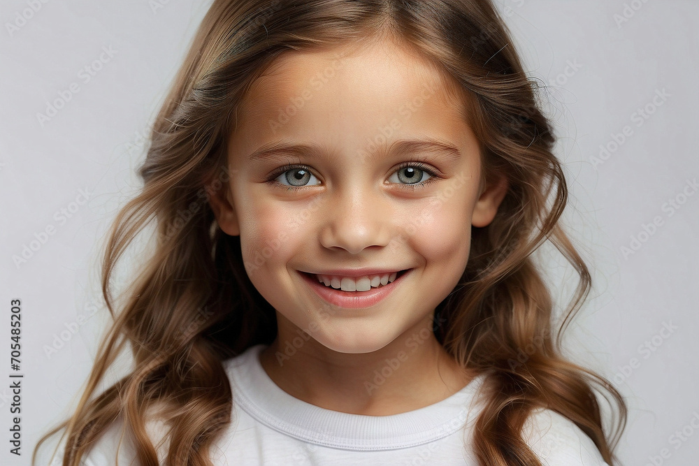 Portrait of a beautiful young girl smiling at the camera. Isolated on a plain background. Studio photography. Promotional image. Portrait of a beautiful young girl smiling at the camera. Isolated on a plain background. Studio photography. Promotional image.