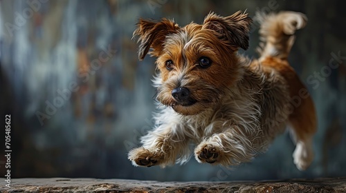 Portrait Jumping Dog Cat On Gray, Desktop Wallpaper Backgrounds, Background HD For Designer