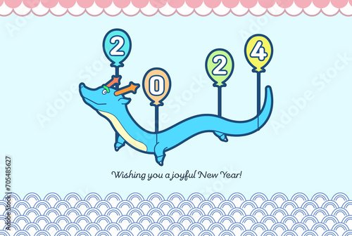 lunar new year card with blue dragon photo