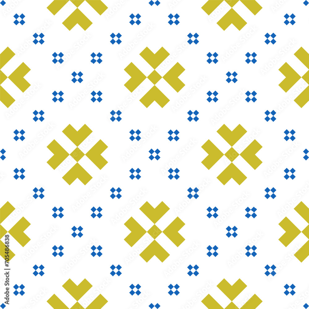Obraz premium Beautiful figure tribal Ukrainian geometric ethnic oriental pattern traditional on white background.Pixel style embroidery abstract vector illustration.design for texture,fabric,clothing,wrapping.