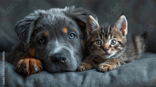 Mixed Breed Dog Posing Kitten, Desktop Wallpaper Backgrounds, Background HD For Designer