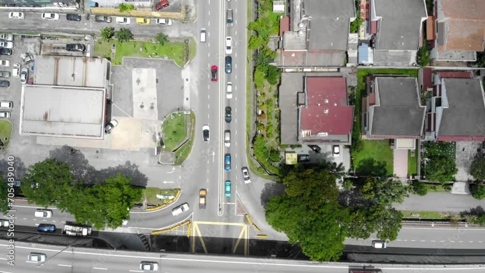Aerial view of Selangor's residential areas and busy road Aerial view of Selangor's residential areas and busy road