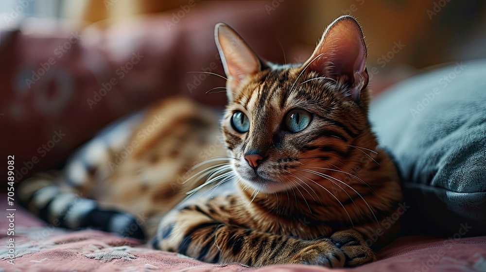 Portrait Bengal Cat On Pink Background, Desktop Wallpaper Backgrounds, Background HD For Designer