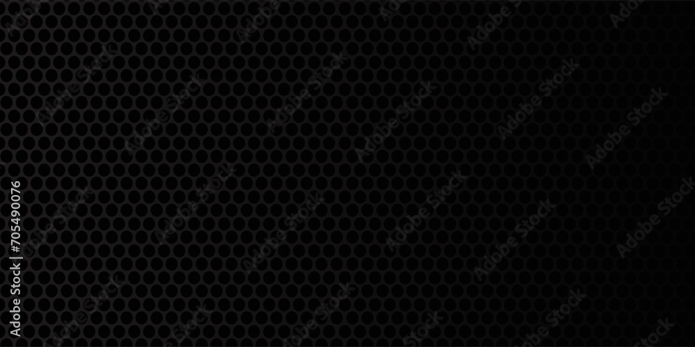 Dark grey abstract wide horizontal banner with hexagon carbon fiber grid and orange luminous lines. Technology vector background hexagon - obrazy, fototapety, plakaty 