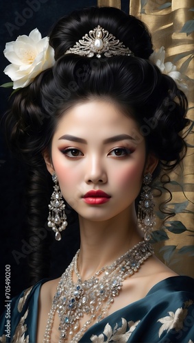 portrait of an elegantly dressed Japanese woman